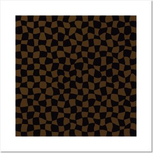 Warped Checkerboard, Black and Brown Posters and Art